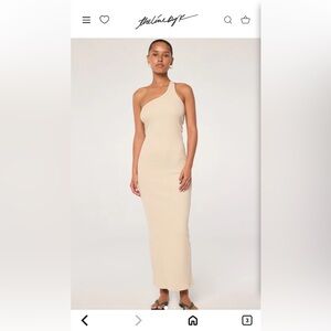 The Line by K Gael Ribbed Oat One-Shoulder Dress